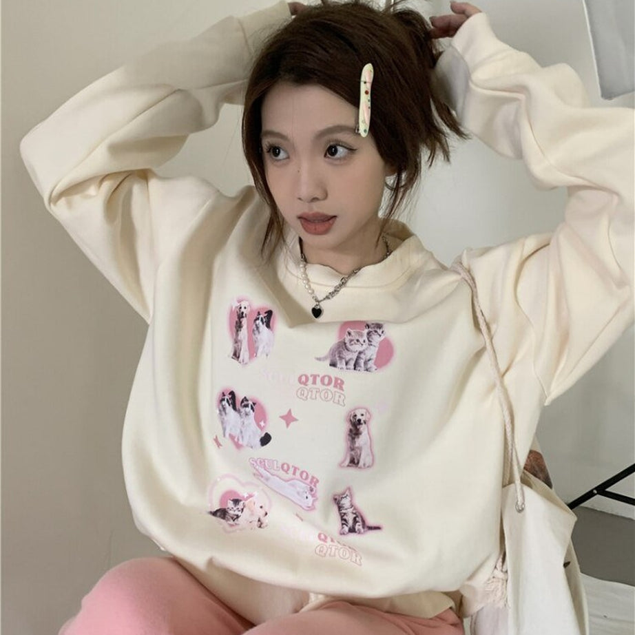 Y2k Cute Kitty Dog Sweatshirt