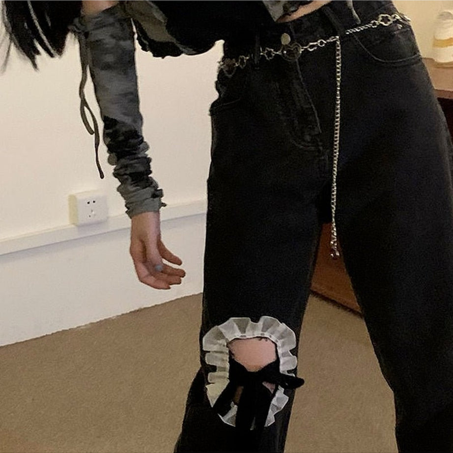 Y2k Cute Lace Jeans