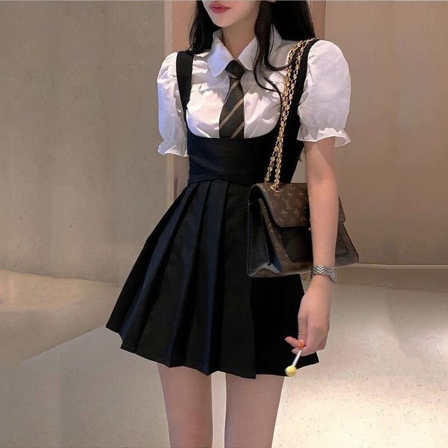 Y2k Cute Student Pleated Dress