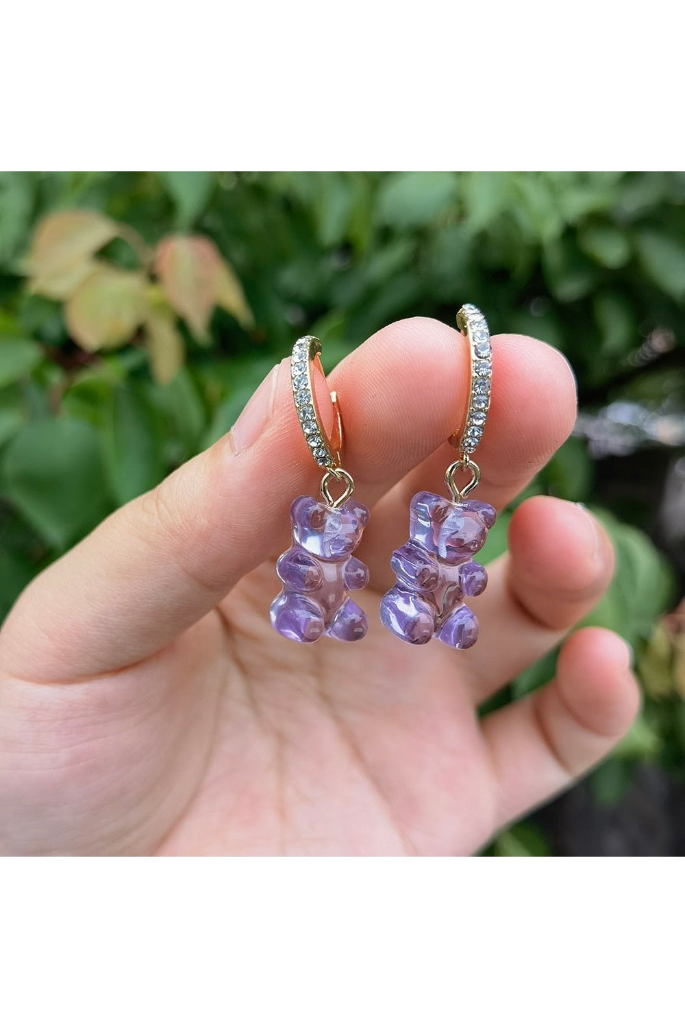 Y2k Cute Transparent Resin Bear Earrings