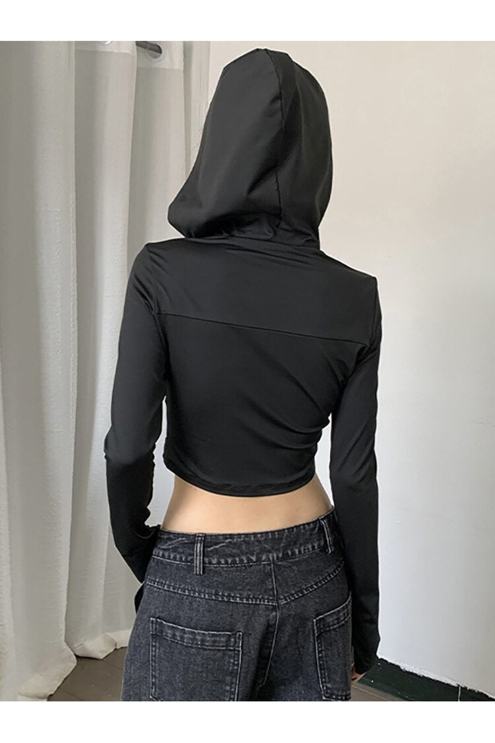 Y2k Cyber Gothic Crop Hoodie