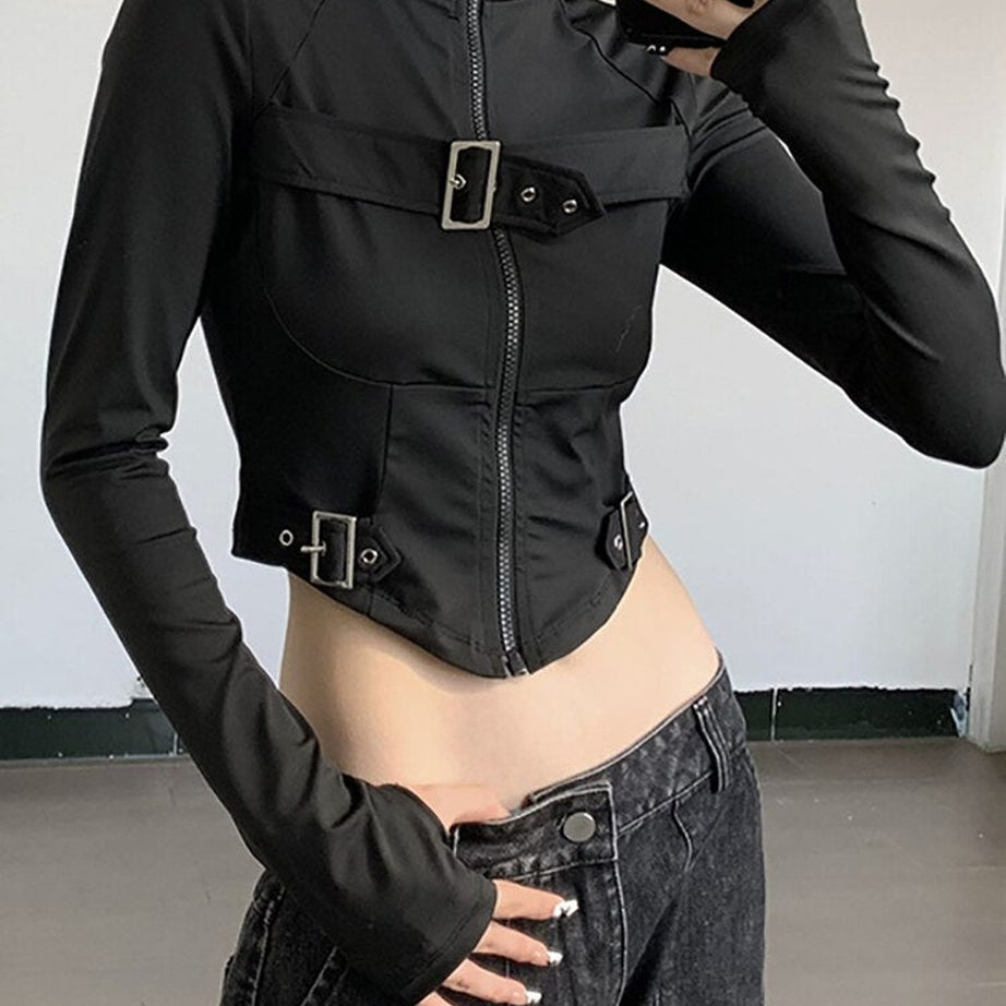 Y2k Cyber Gothic Crop Hoodie