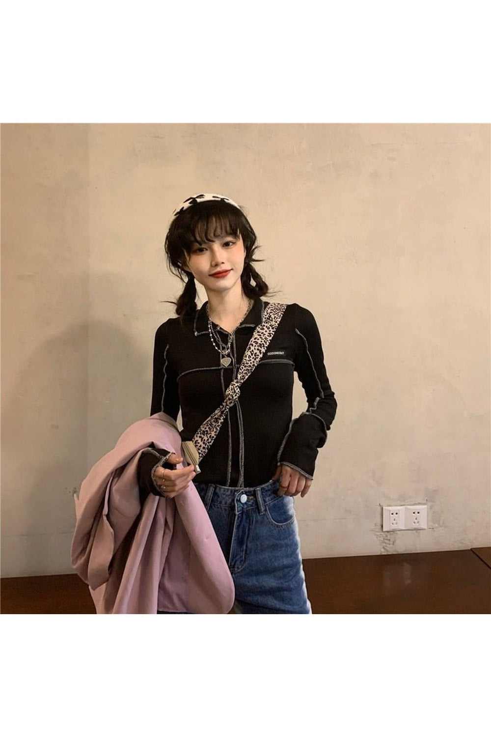 Y2k Cyber Slim Long Sleeve Crop Top