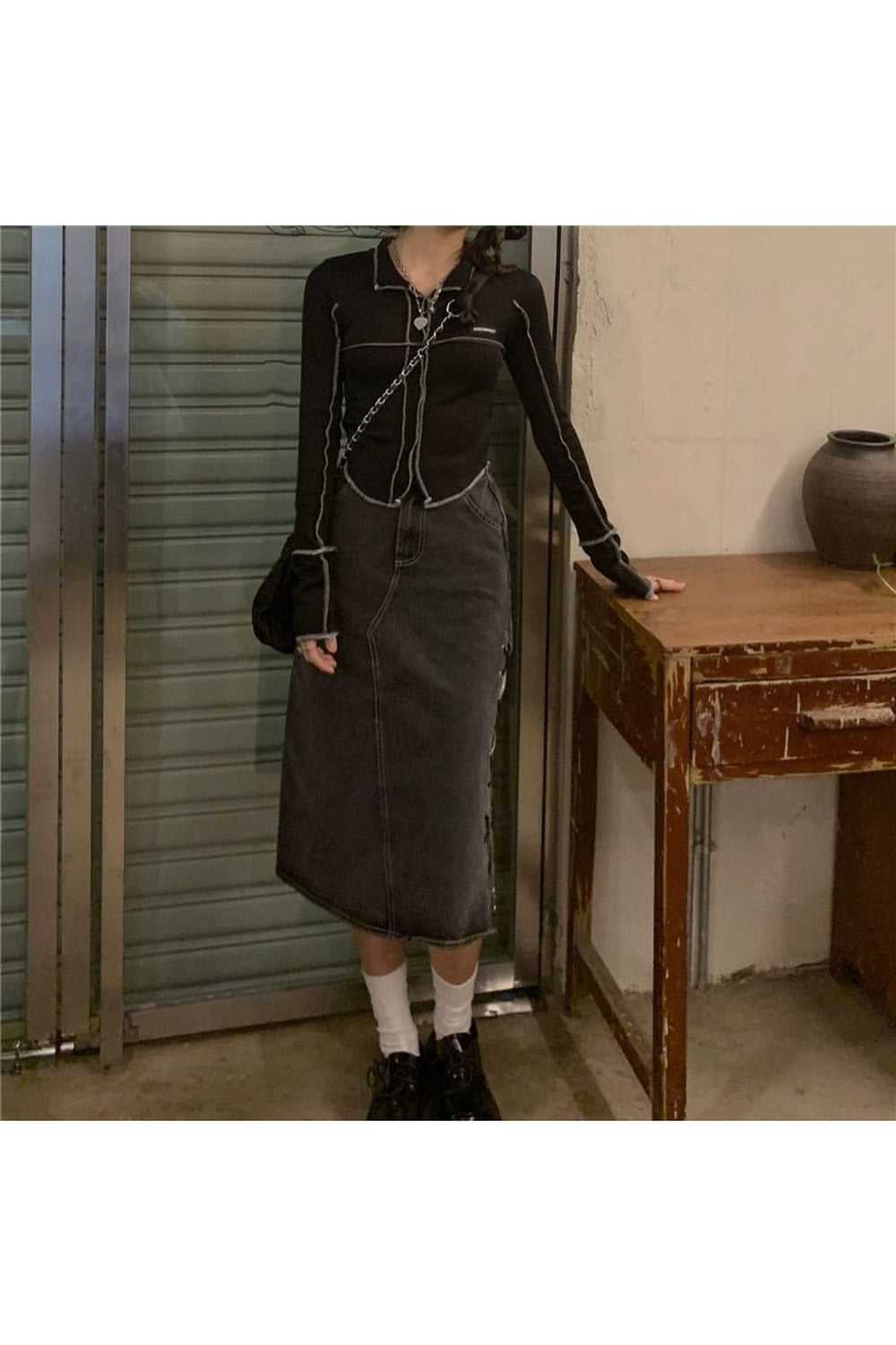 Y2k Cyber Slim Long Sleeve Crop Top