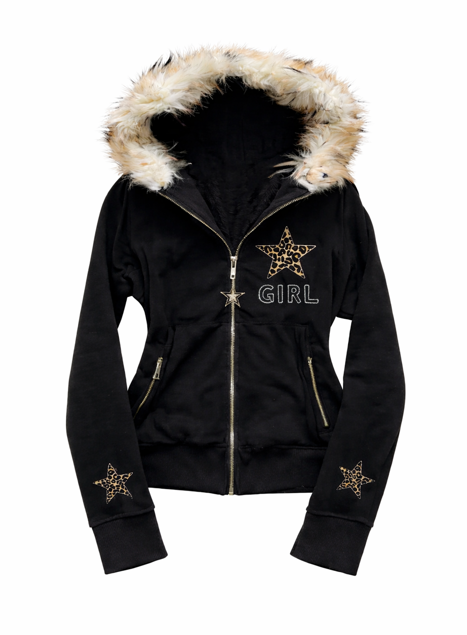 Star Power Leopardenfell-Hoodie