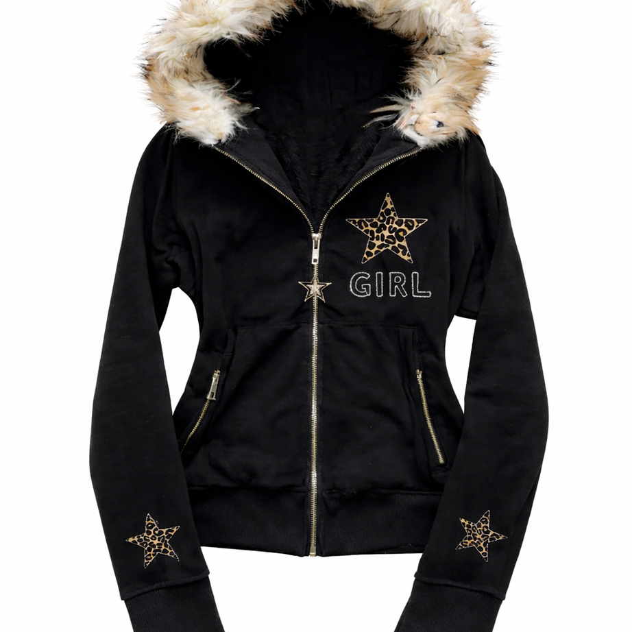 Star Power Leopard Fur Hoodie
