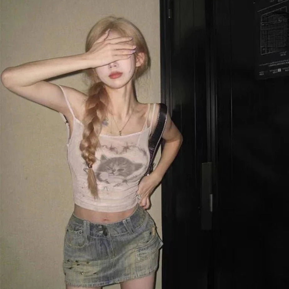 Y2k Dark Academia Bodycon Camisole Top