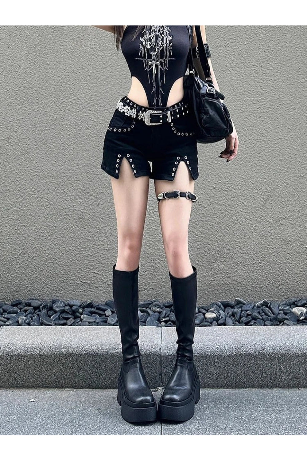 Y2k Dark Academia Denim Shorts