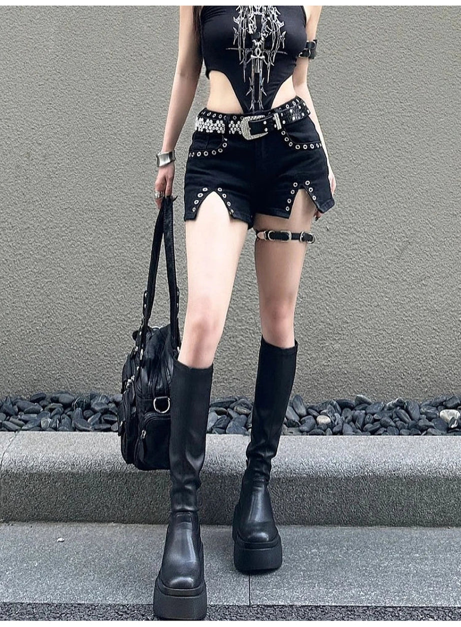 Y2k Dark Academia Denim Shorts