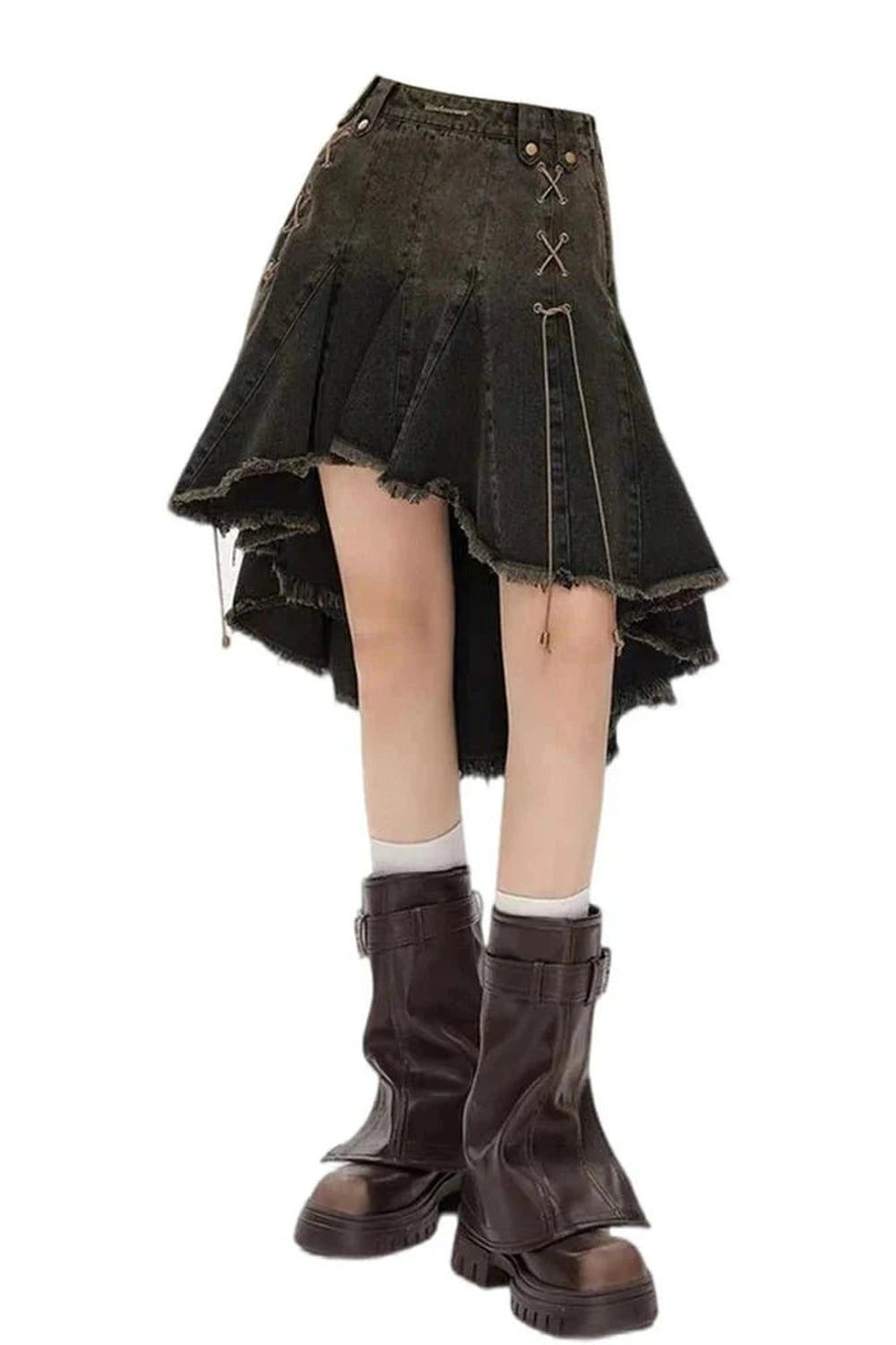Y2k Dark Academia Denim Skirt