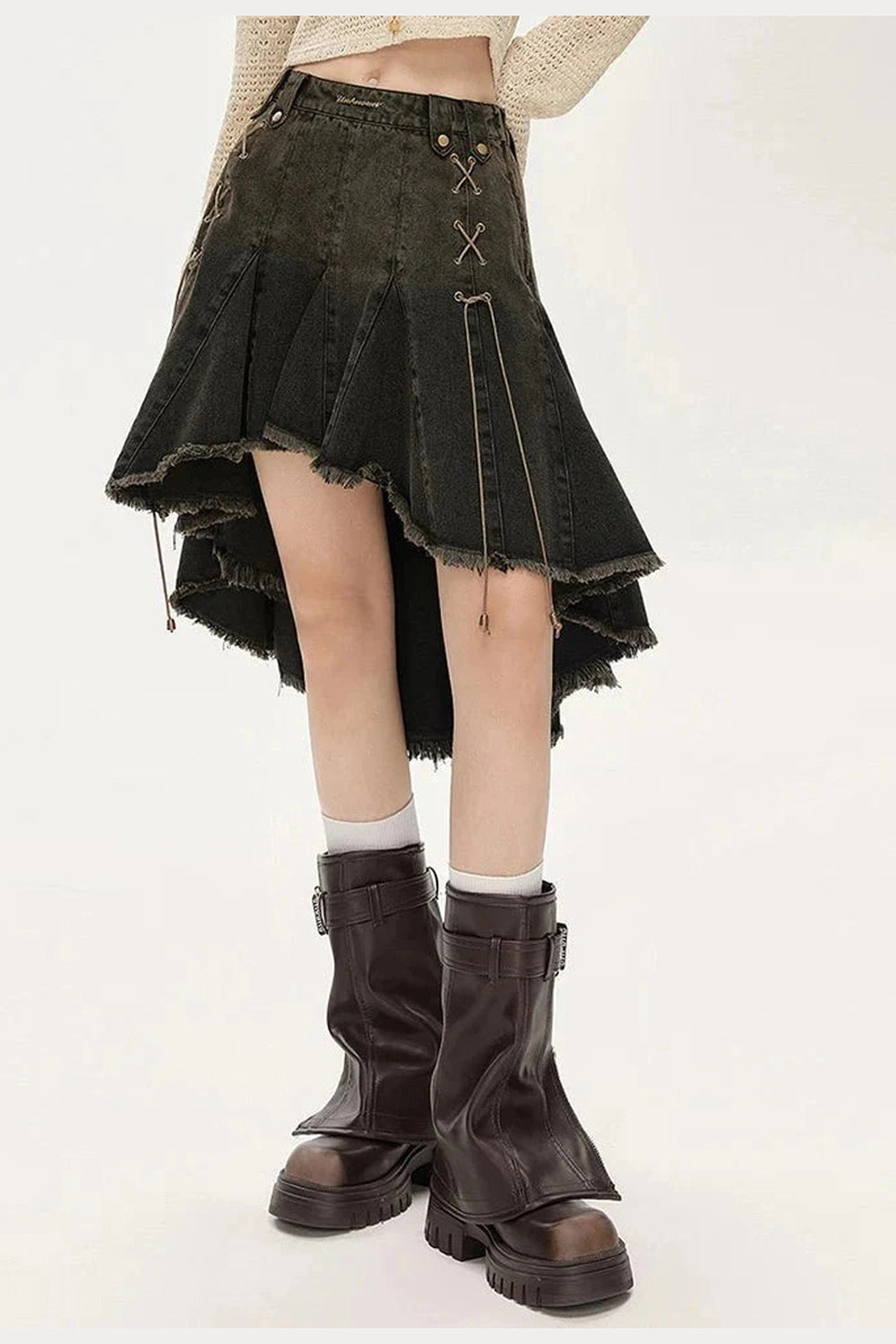 Y2k Dark Academia Denim Skirt
