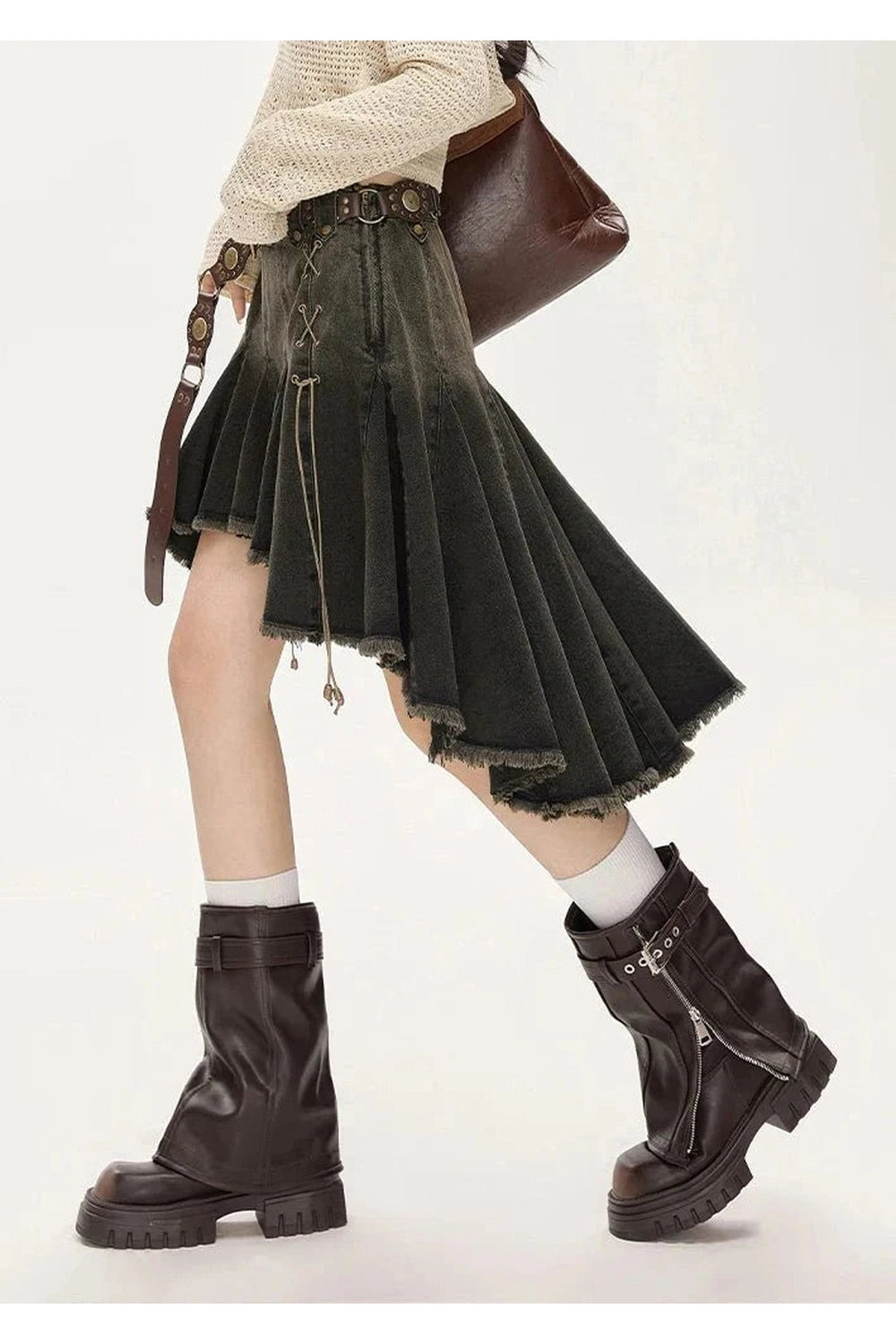 Y2k Dark Academia Denim Skirt