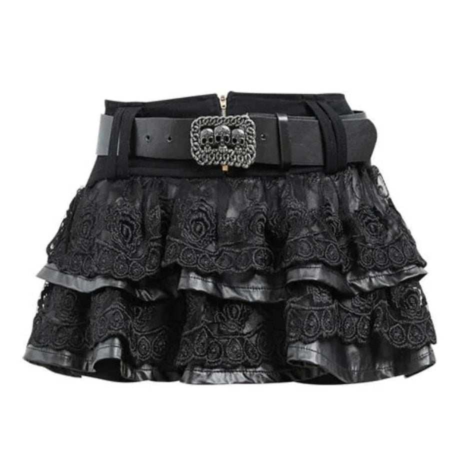 Y2k Dark Academia Lace Mini Skirt