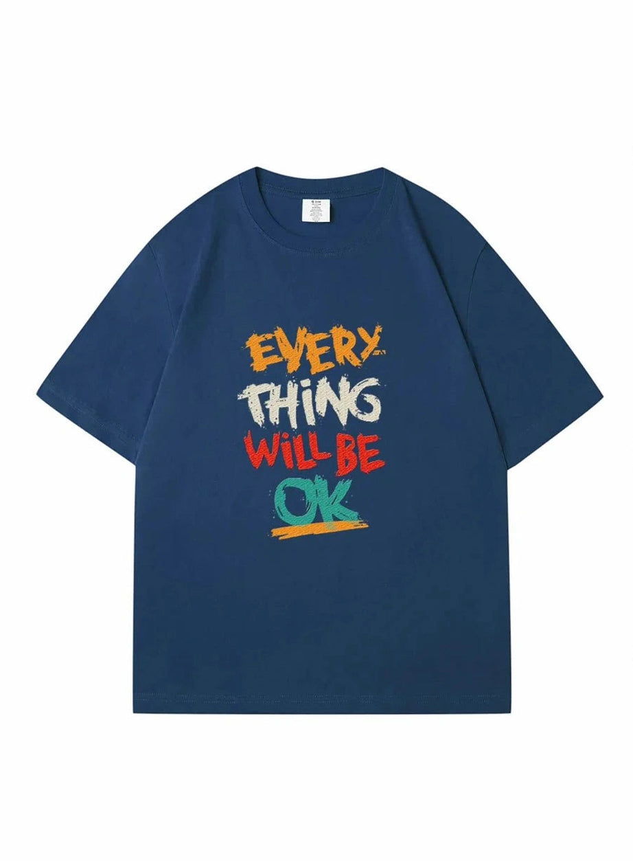 Y2k Dark Blue Casual T-shirt