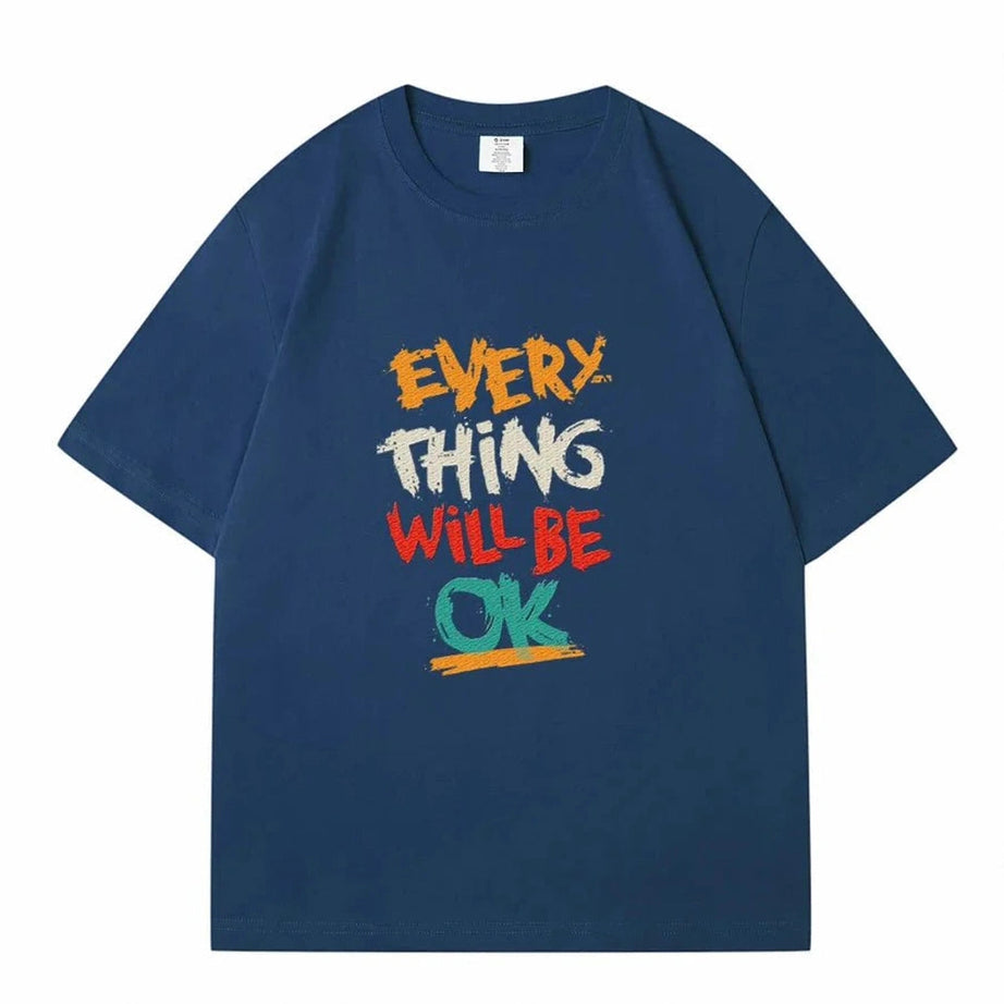 Y2k Dark Blue Casual T-shirt