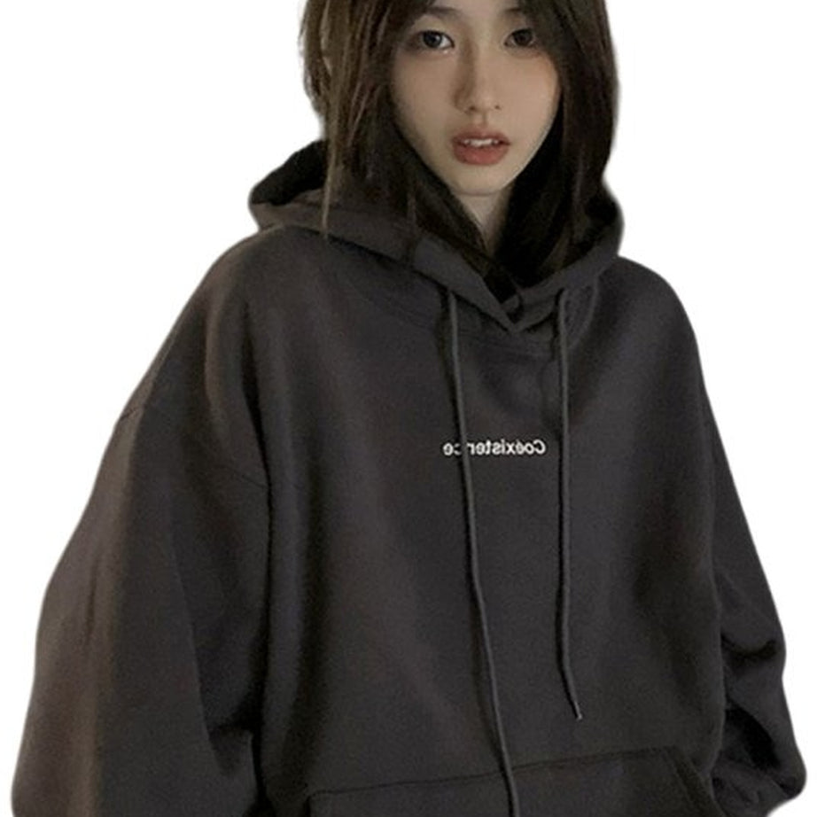 Y2k Acubi Dark Grey Hoodie