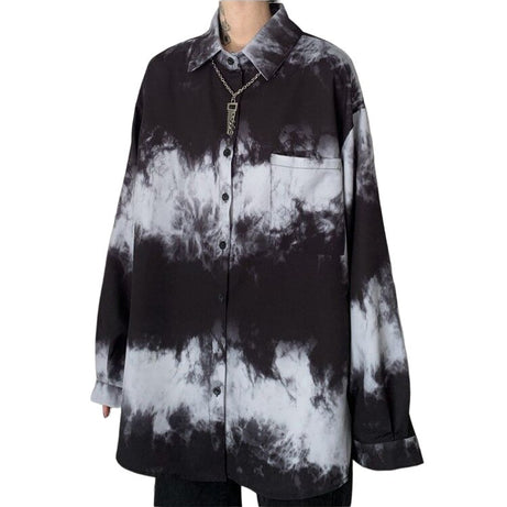 Dark Tie-dye Harajuku Blouse - Blouses