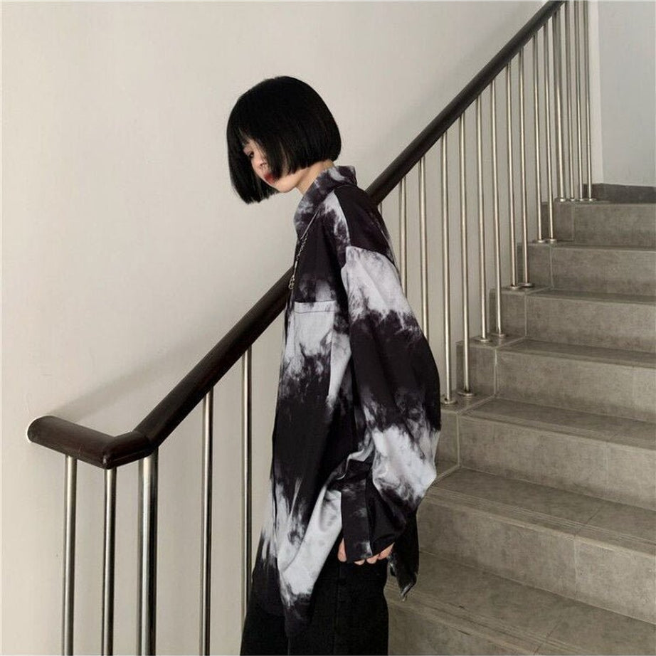 Y2k Dark Tie-dye Harajuku Blouse