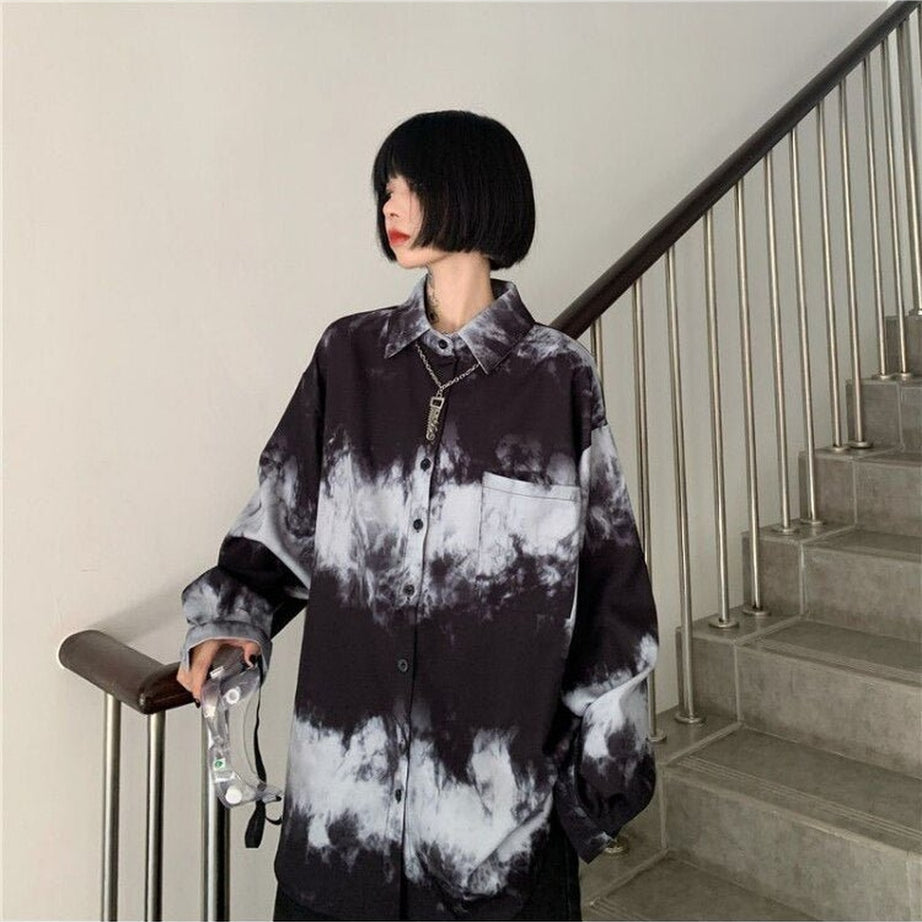 Y2k Dark Tie-dye Harajuku Blouse