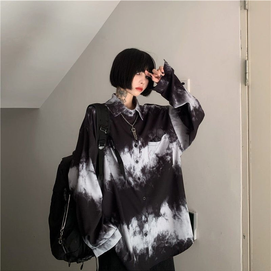 Y2k Dark Tie-dye Harajuku Blouse