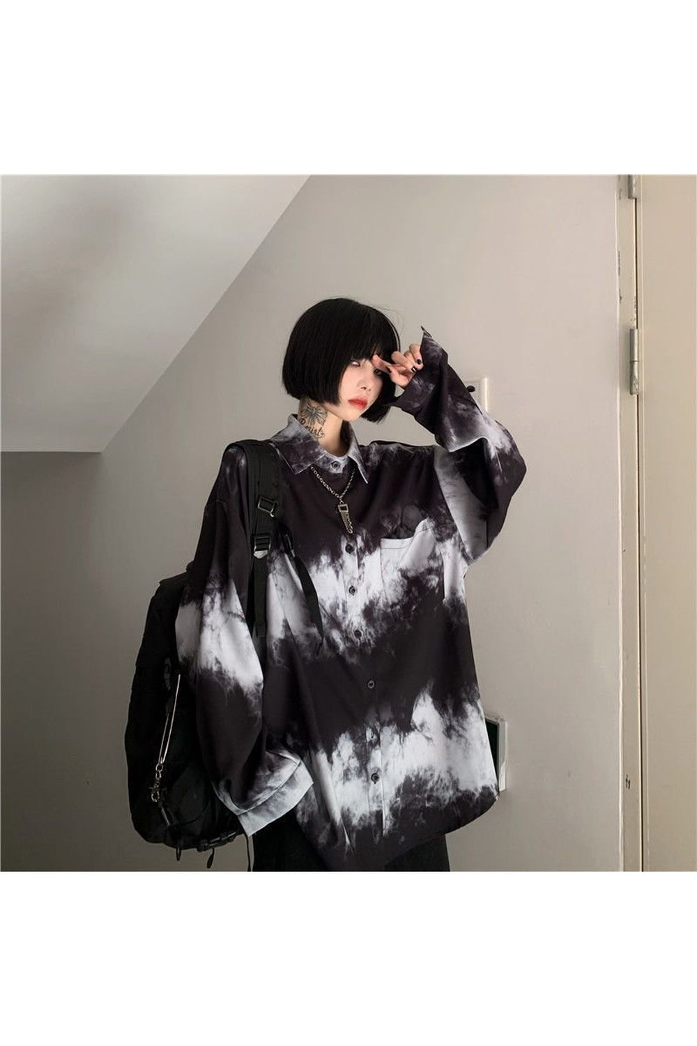 Y2k Dark Tie-dye Harajuku Blouse
