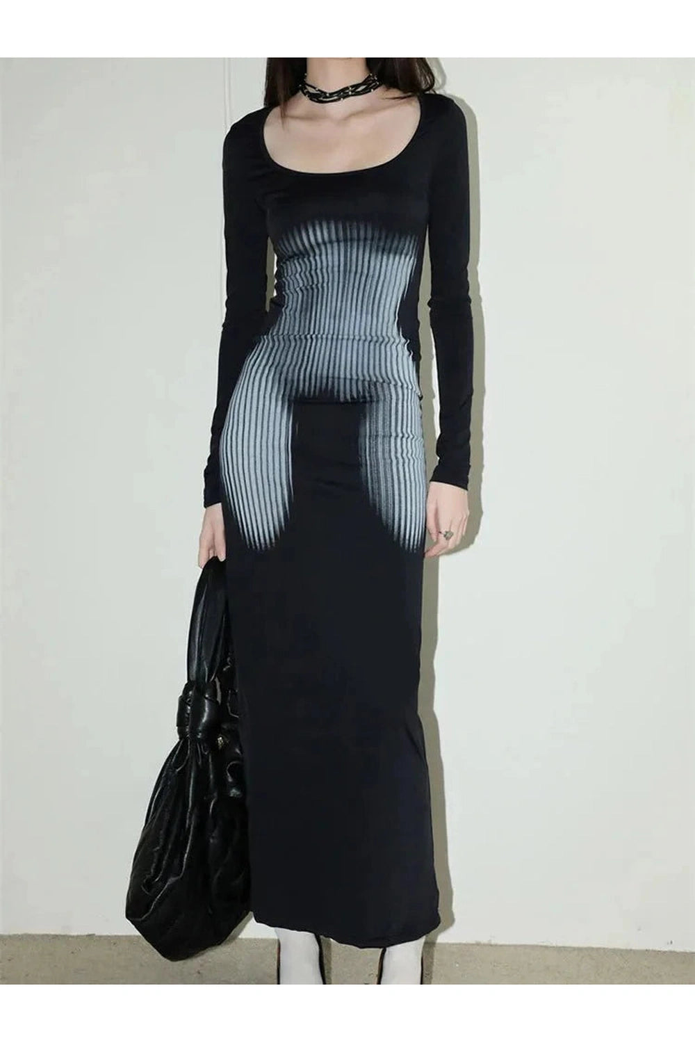 Y2k Dark Wave Ombre Long Sleeve Dress.