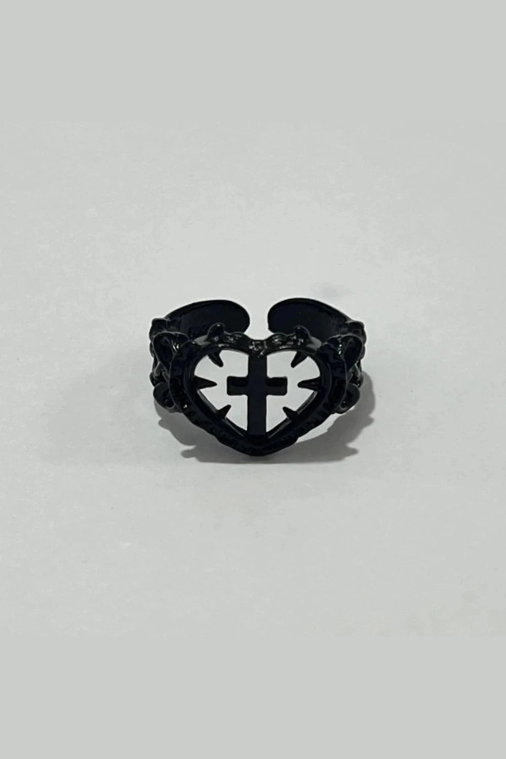 Y2k Death Cross Heart Ring