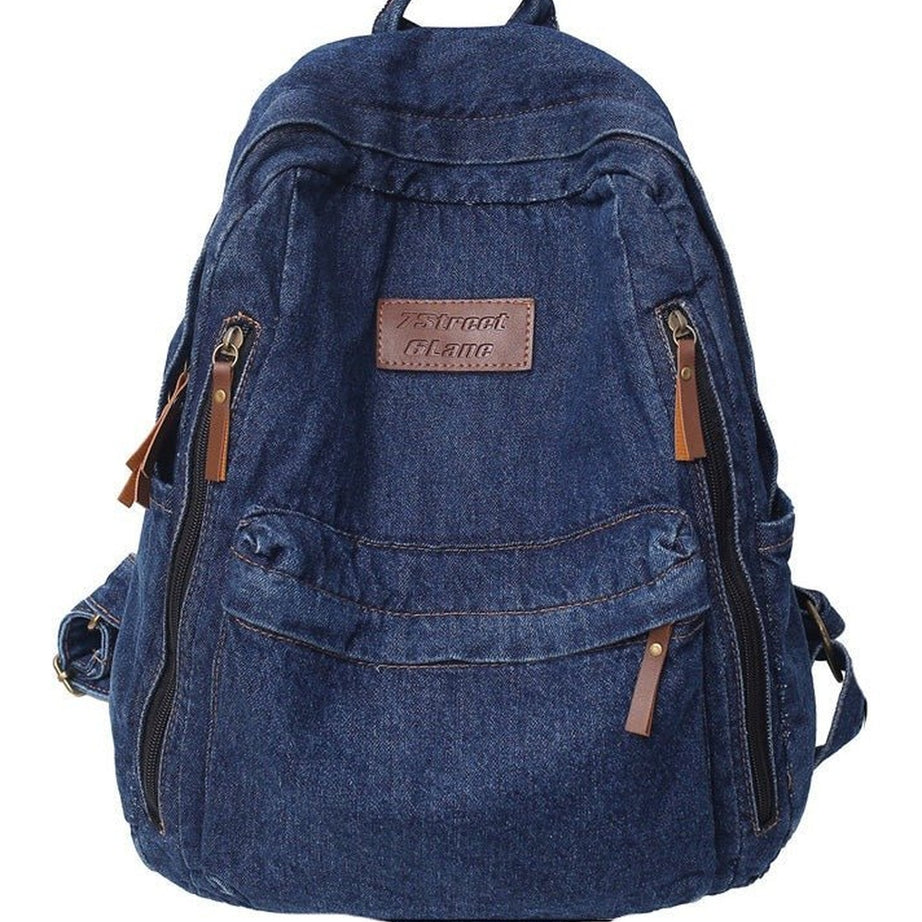 Y2k Denim Canvas College Backpack