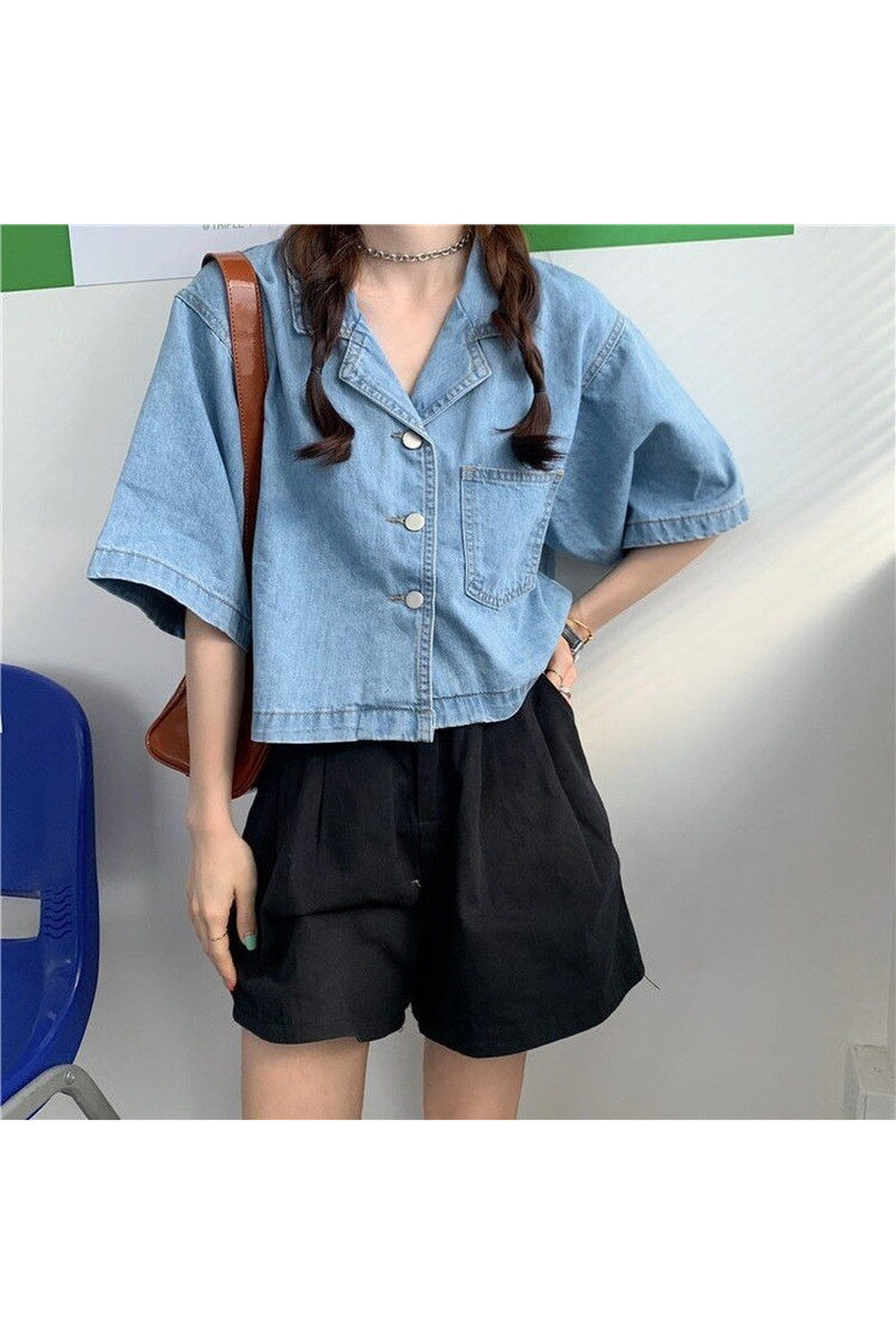 Y2k Denim Crop Tops with Pockets