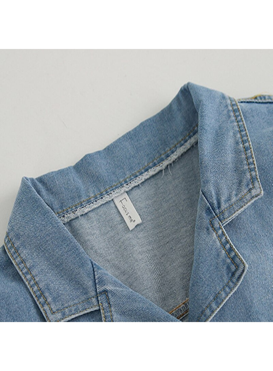 Y2k Denim Crop Tops with Pockets