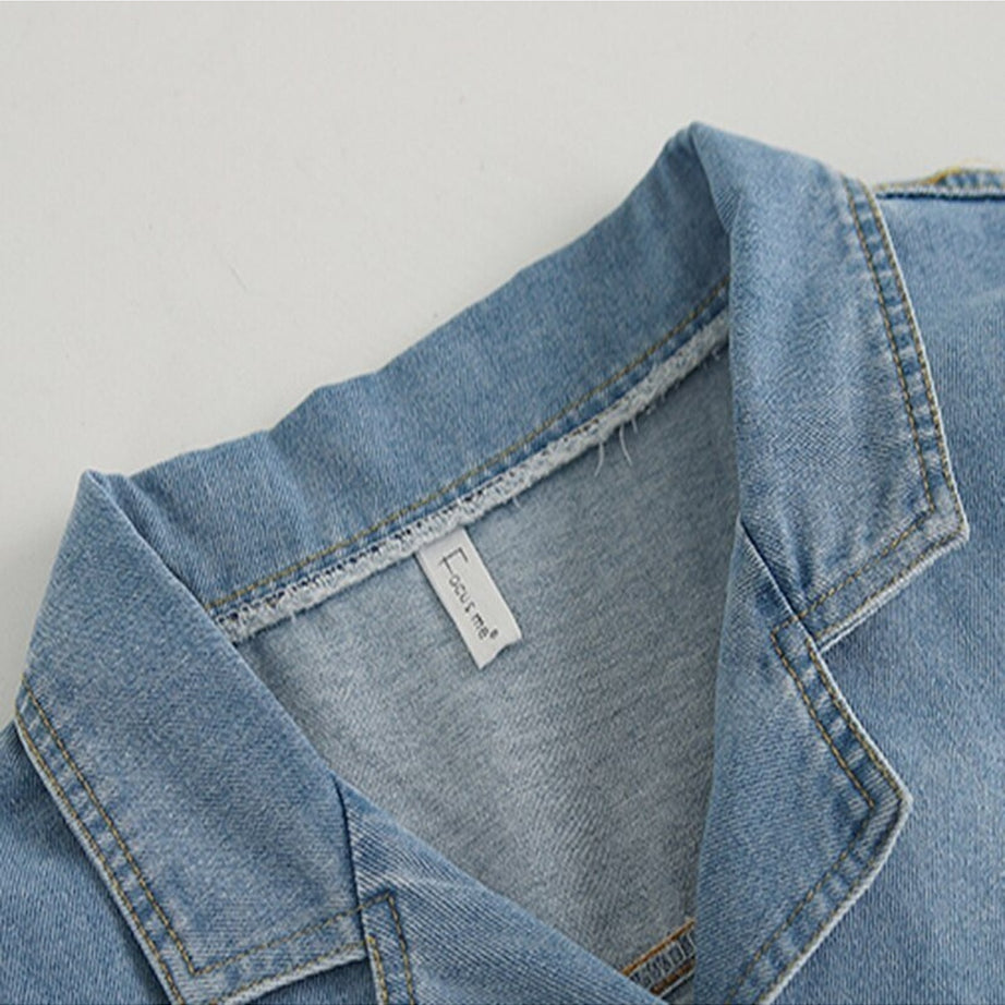 Y2k Denim Crop Tops with Pockets