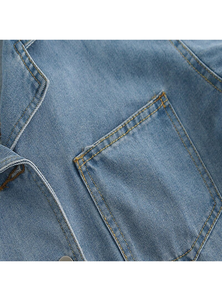 Y2k Denim Crop Tops with Pockets