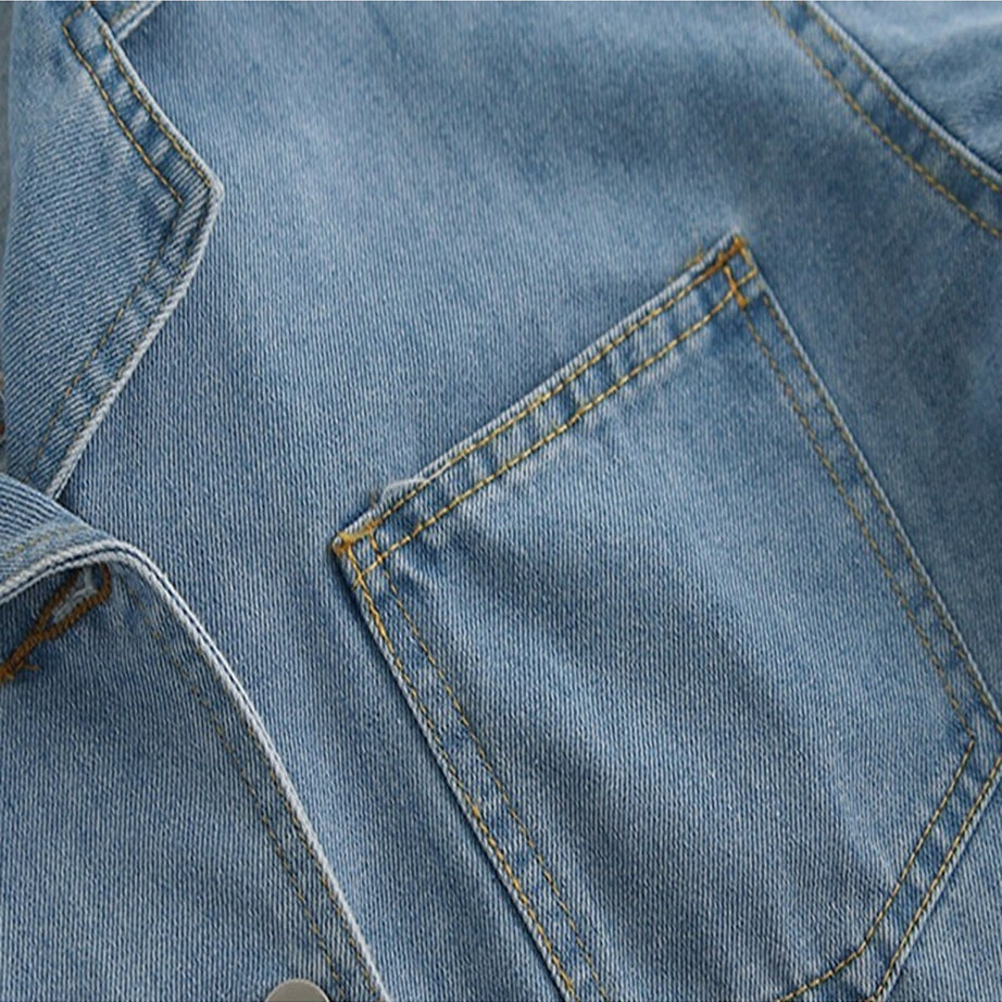 Y2k Denim Crop Tops with Pockets