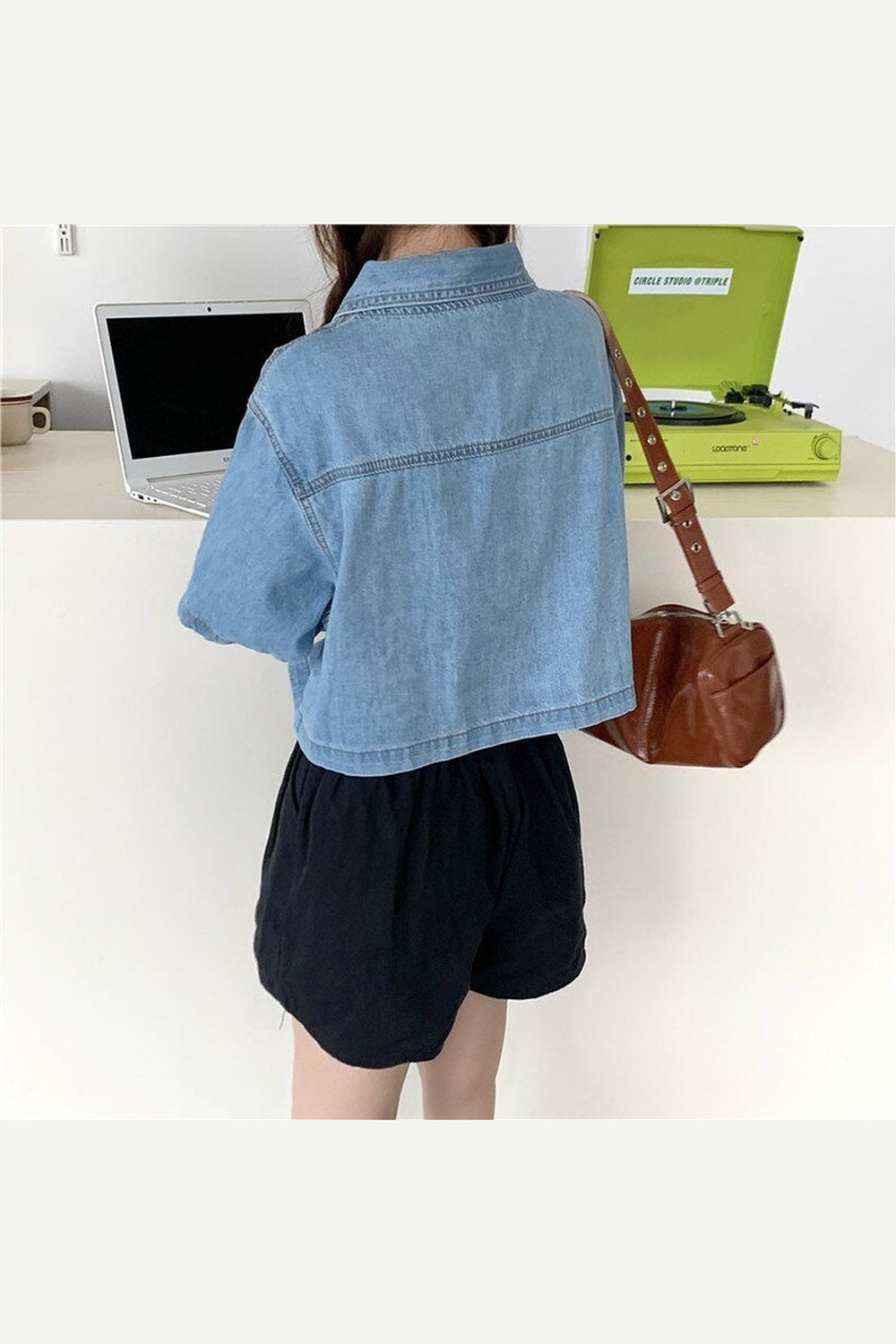 Y2k Denim Crop Tops with Pockets