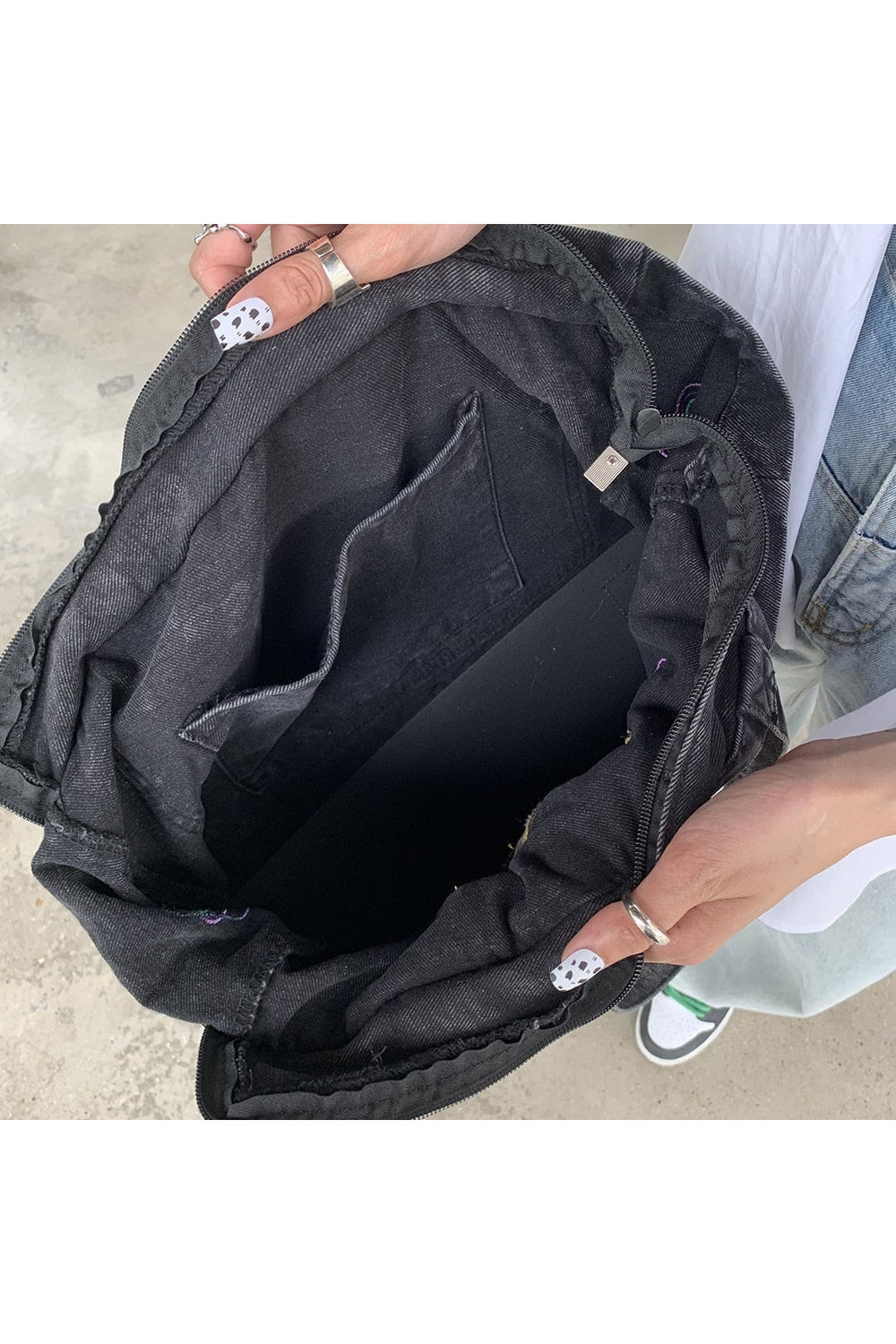 Y2k Denim Embroidery Bag