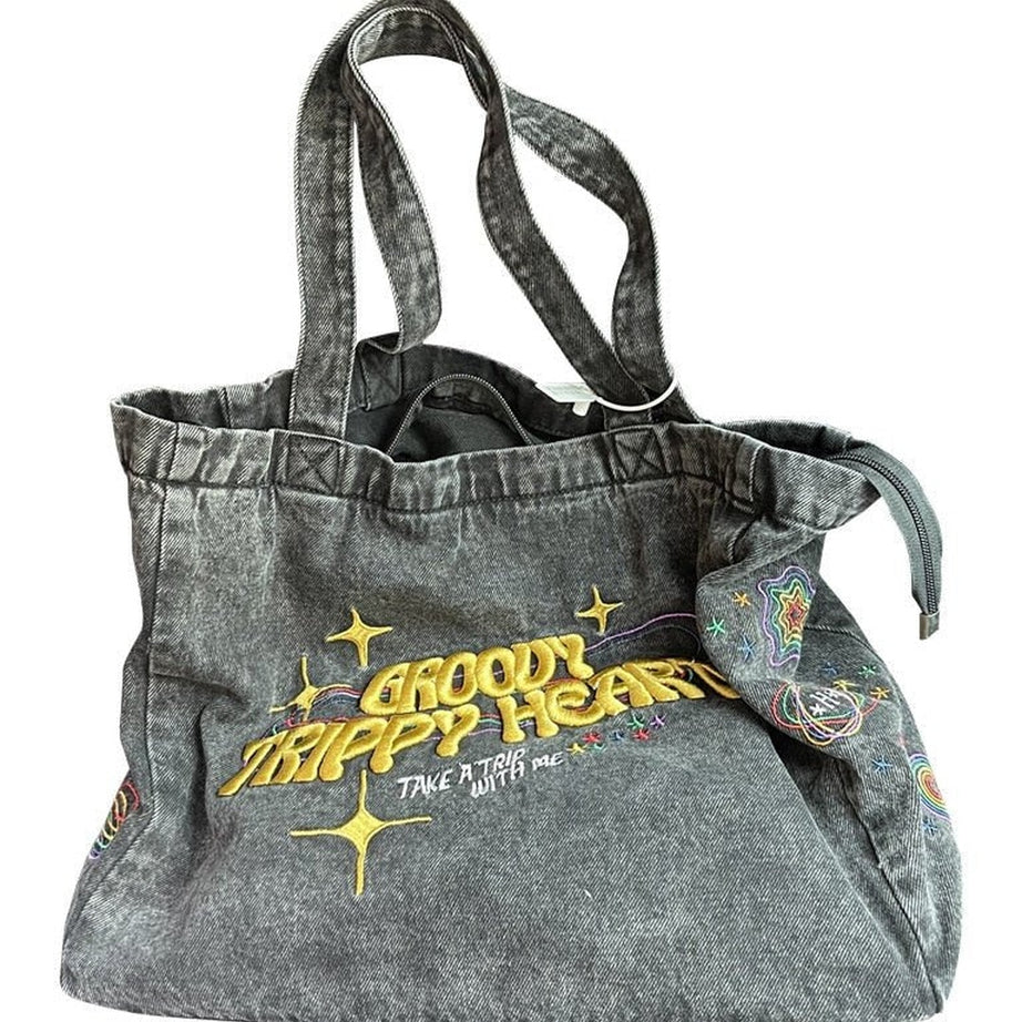 Y2k Denim Embroidery Bag