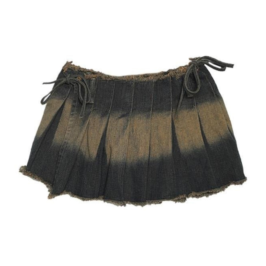 Y2k Denim Pleated Retro Skirt