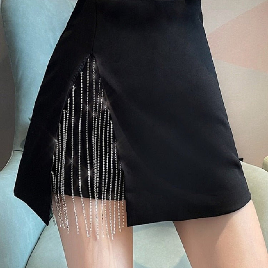 Y2k Diamond Chain Mini Skirt