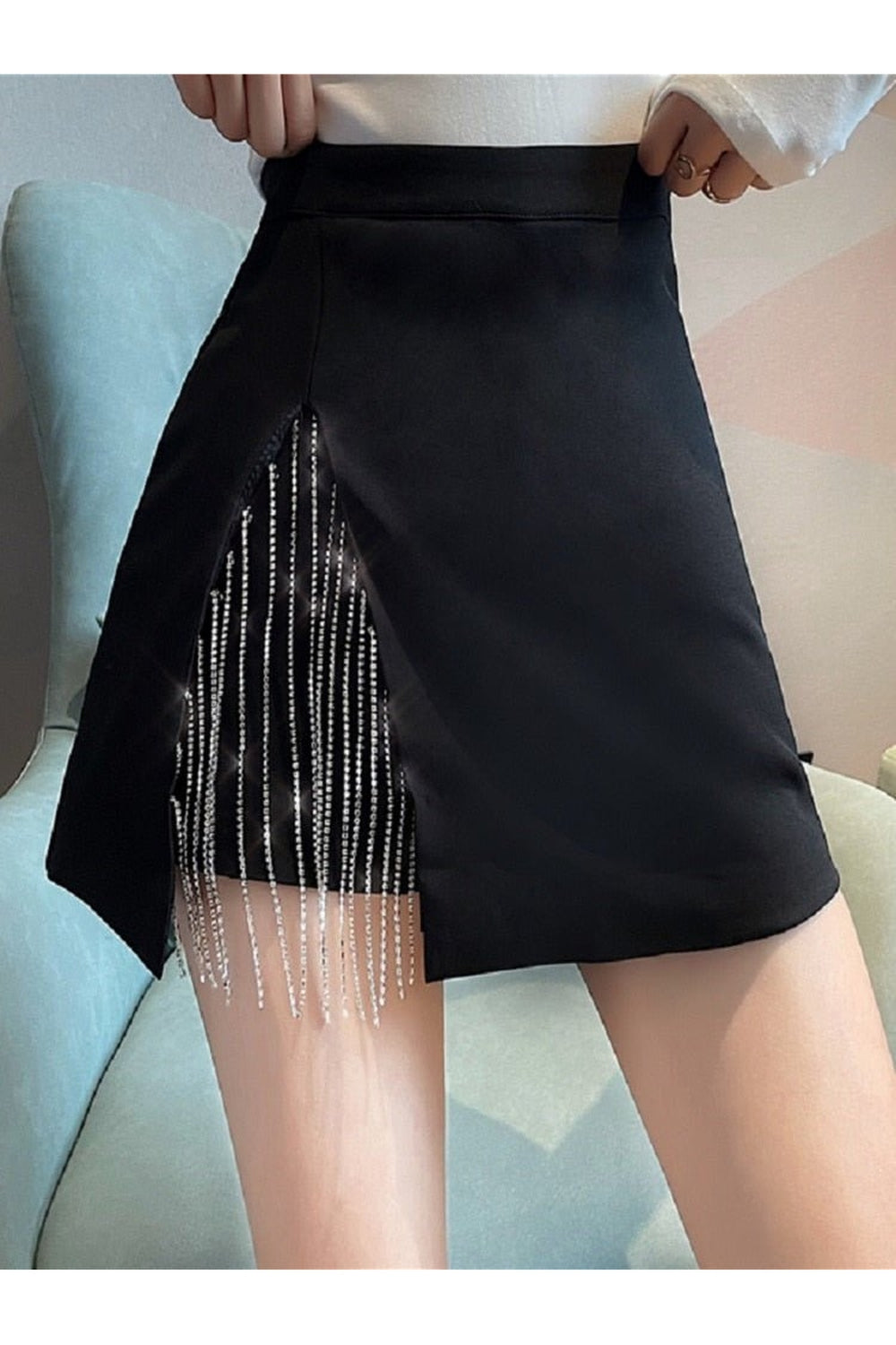 Y2k Diamond Chain Mini Skirt