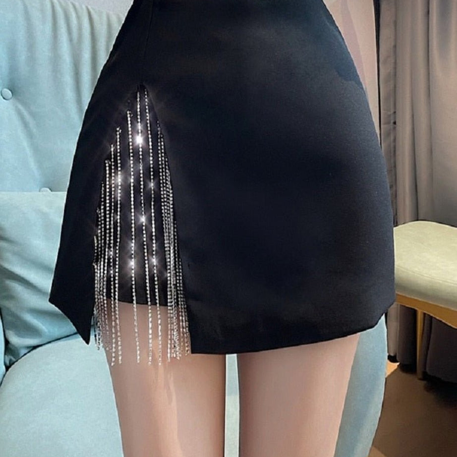 Y2k Diamond Chain Mini Skirt