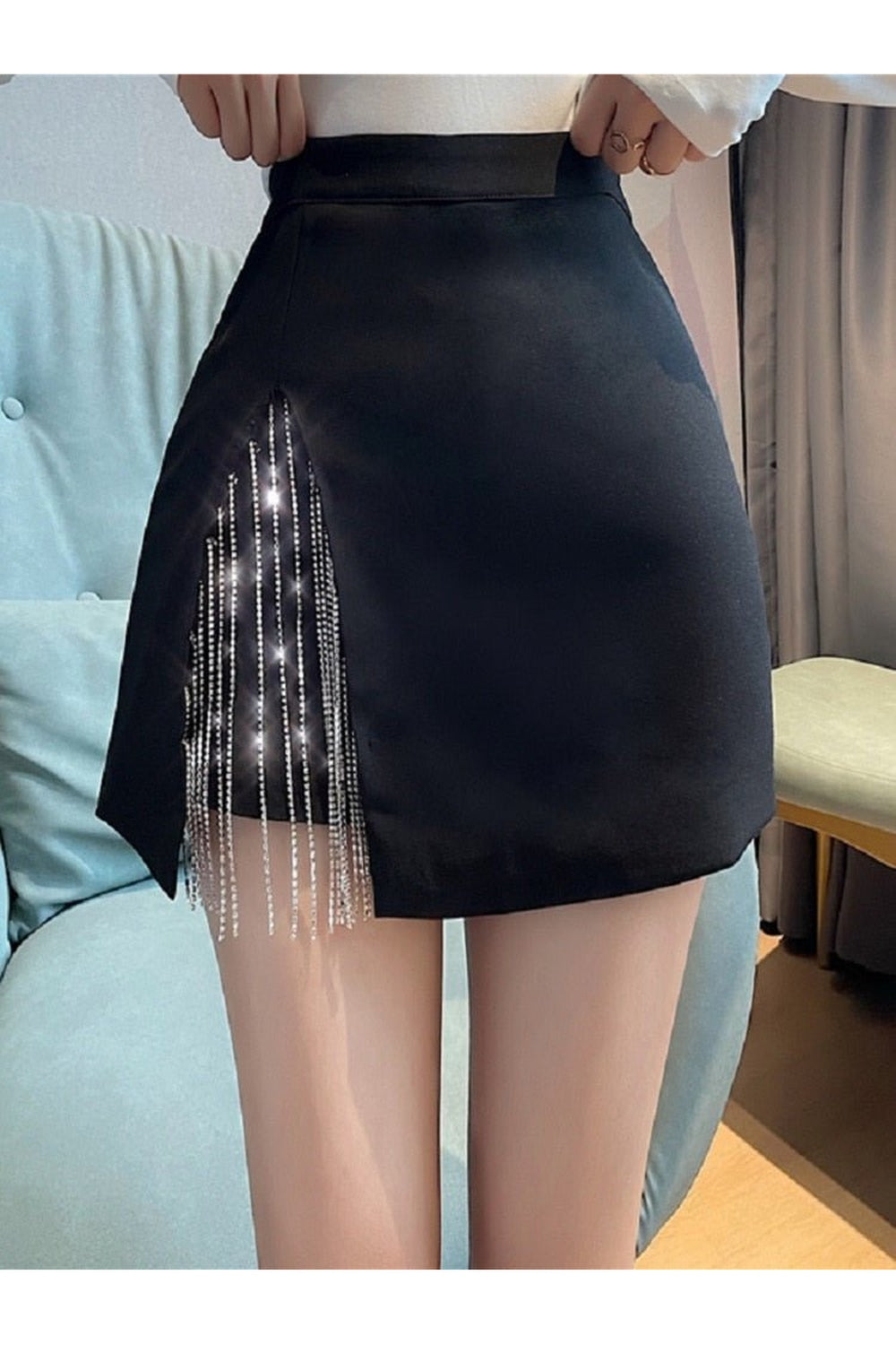 Y2k Diamond Chain Mini Skirt