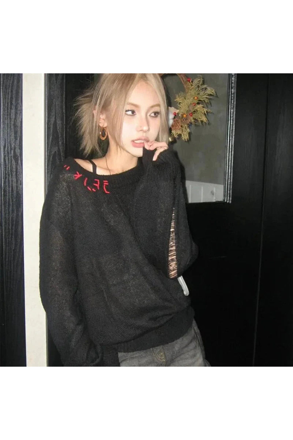Y2k Distressed Gothic Sweater