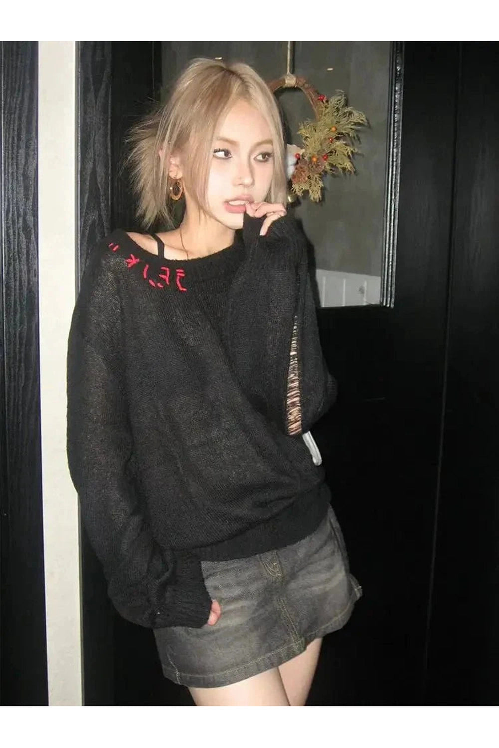 Y2k Distressed Gothic Sweater