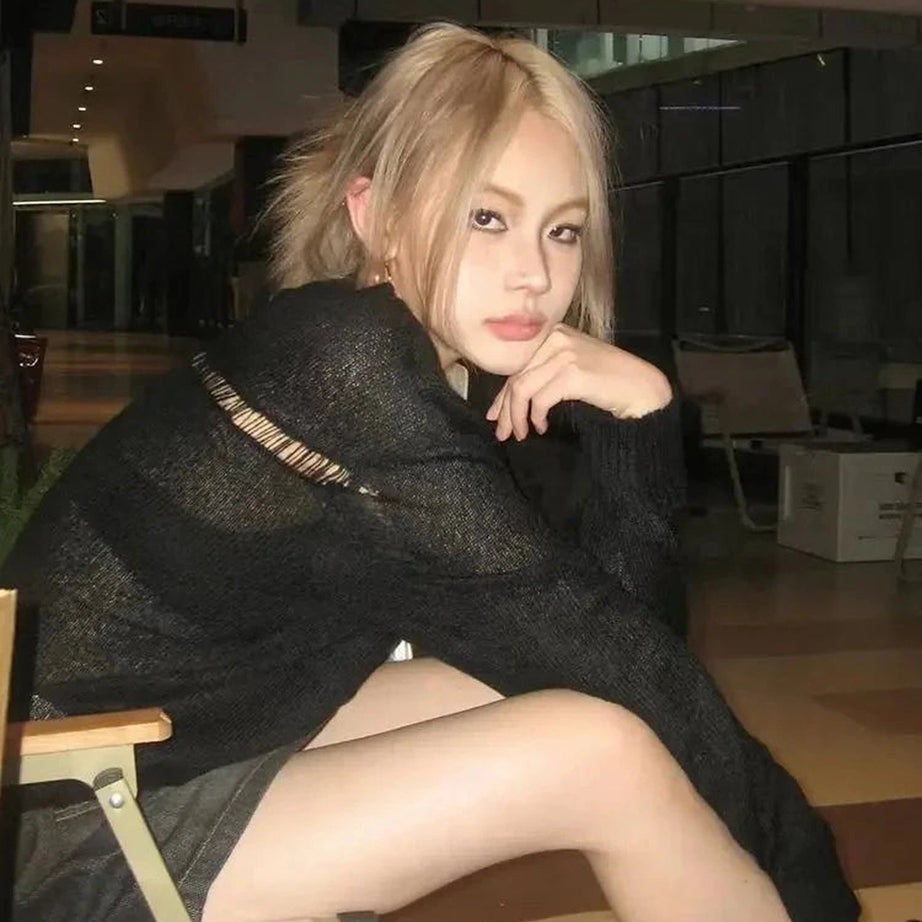 Y2k Distressed Gothic Sweater