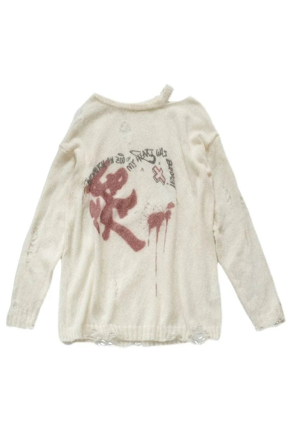 Y2k Distressed Graffiti Oversized Sweater