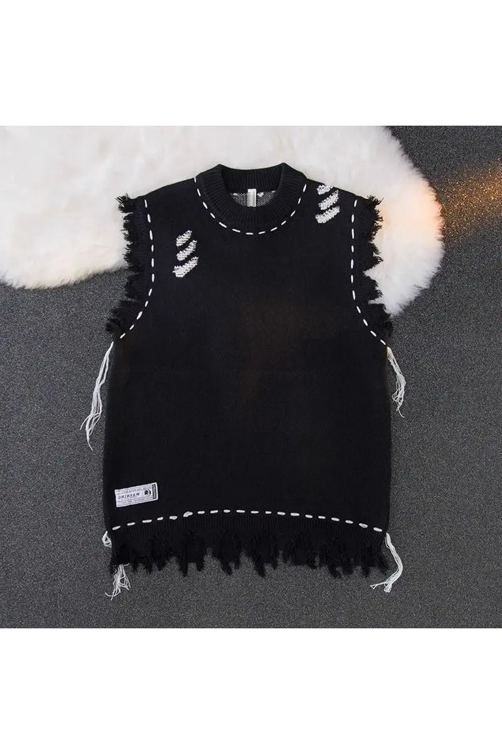 Y2k Distressed Stitch Sleeveless Sweater