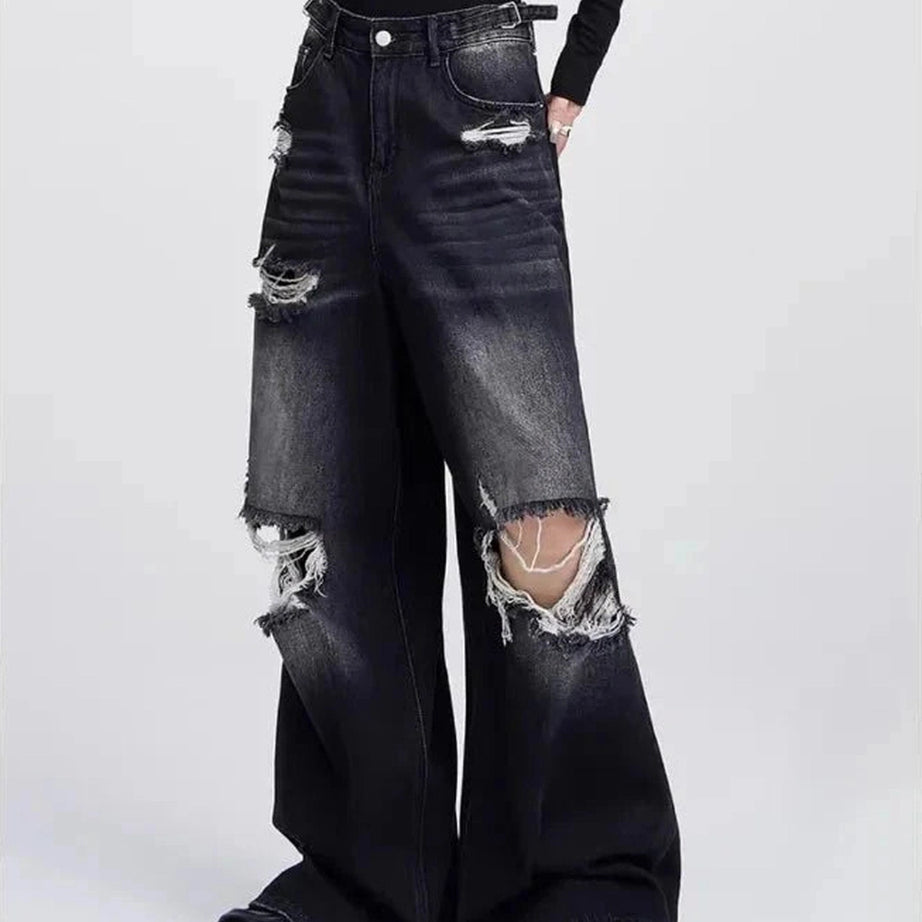 Y2k Distressed Wide-Leg Jeans