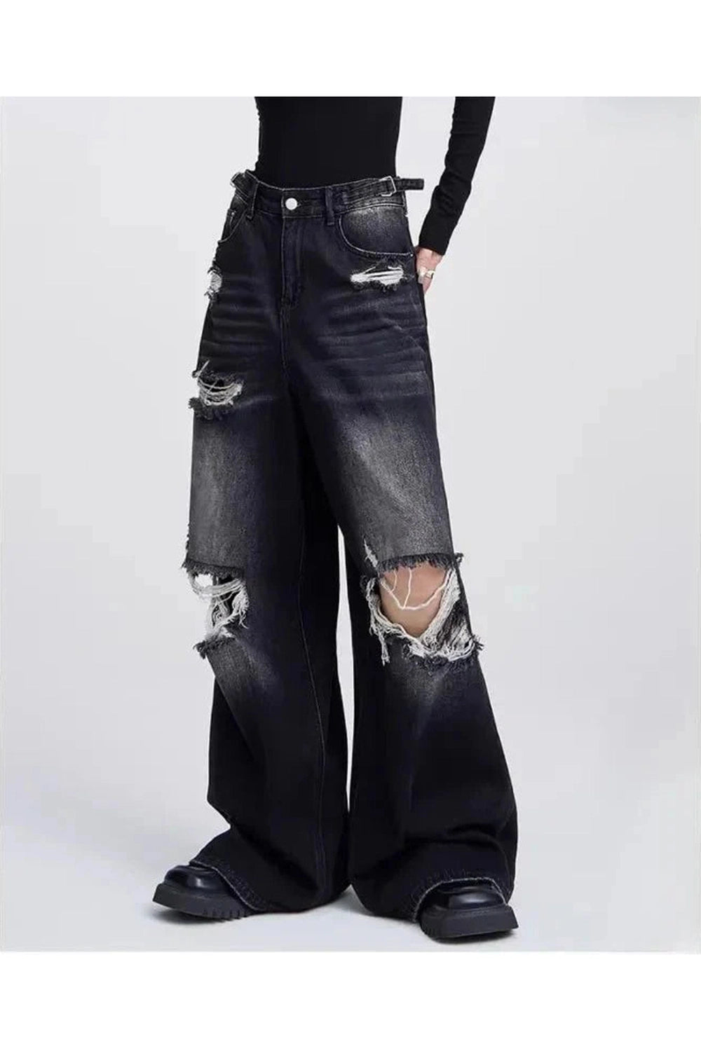 Y2k Distressed Wide-Leg Jeans