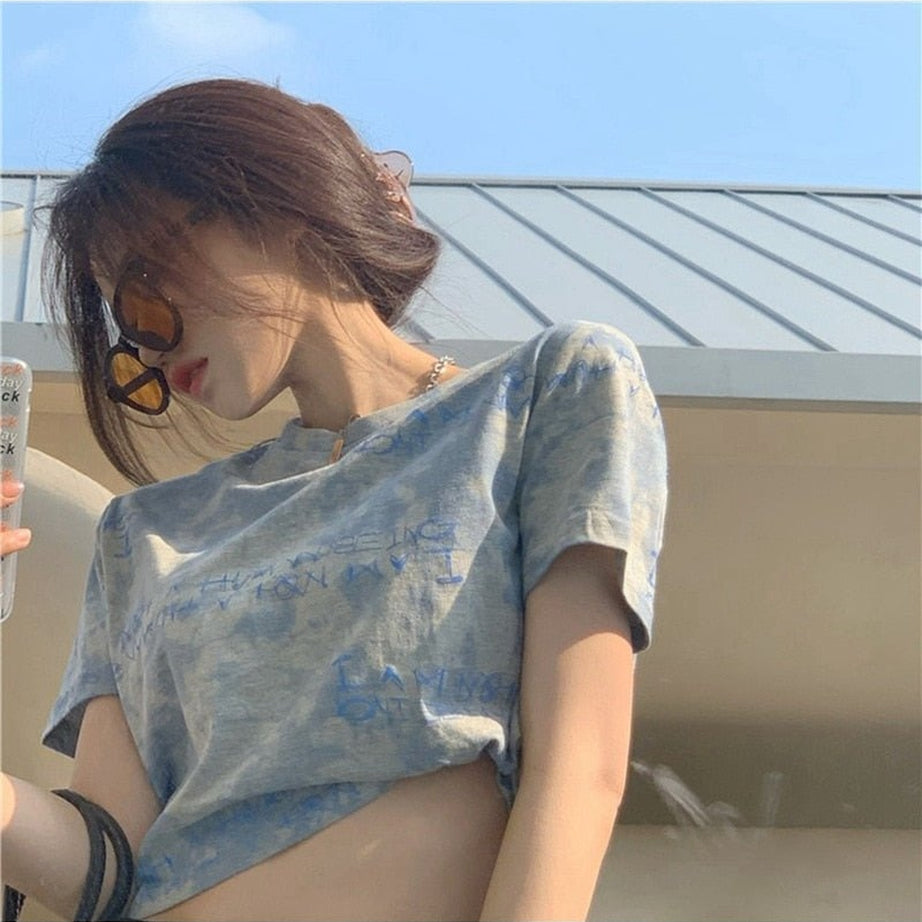 Y2k Downtown Cute Tie Dye Crop Top