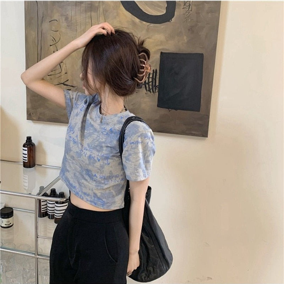 Y2k Downtown Cute Tie Dye Crop Top